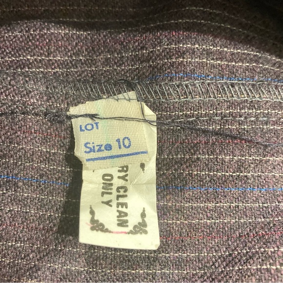 Vintage wool skirt gray pinstripe dark academia unique front slit detail - Picture 14 of 17